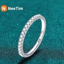 NeeTim Moissanite Eternity Band – 925 Sterling Silver, White Gold Plated, Lab Diamond Engagement & Wedding Ring for Women