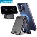 Minisopuru Magnetic Wallet Phone Stand for iPhone16 15 14 12 Lightweight MagSafe Phone Card Stand Leather Magnetic Card Holder