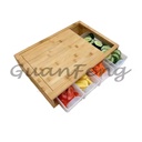 large organic kitchen chopping natural bamboo cutting board with 4 draw tray and 4 vegetable grater