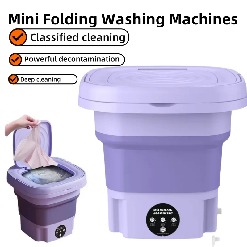 8L Portable Small Foldable Washing Machine with Spin Dryer For Socks Underwear Panties Washer Household Mini Washing Machine