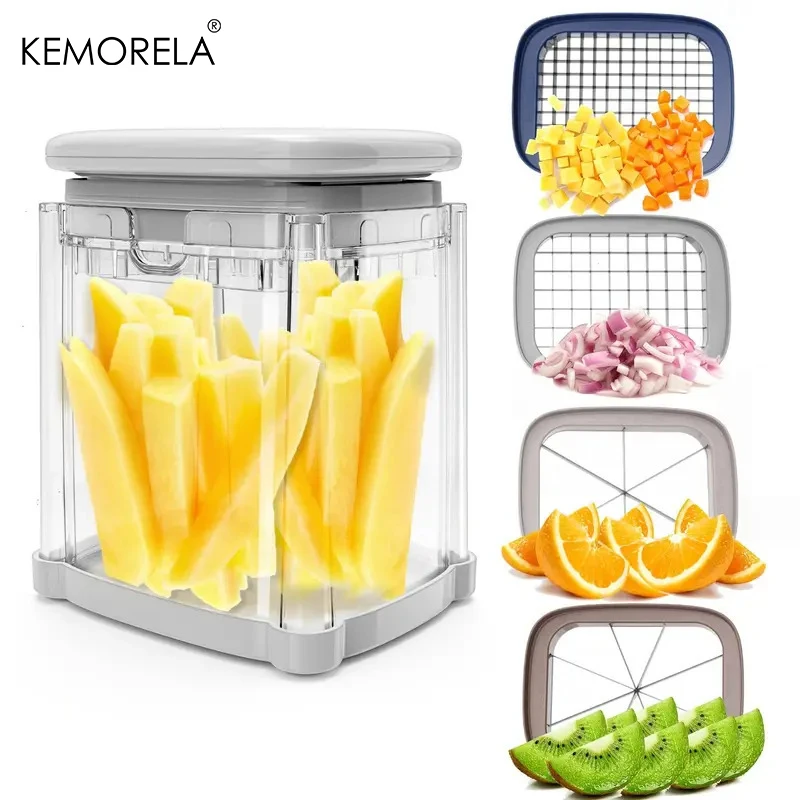 Multifunctional Manual French Fry Cutter with Replaceable Blades for Kitchen Dicing Cutting Potatoes Cucumbers Kitchen Tool