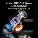 QCY HT05 MeloBuds ANC – Bluetooth 5.2 Earbuds with 40 dB Hybrid ANC, 6‑Mic ENC HD Calls, Transparency Mode & Touch Controls