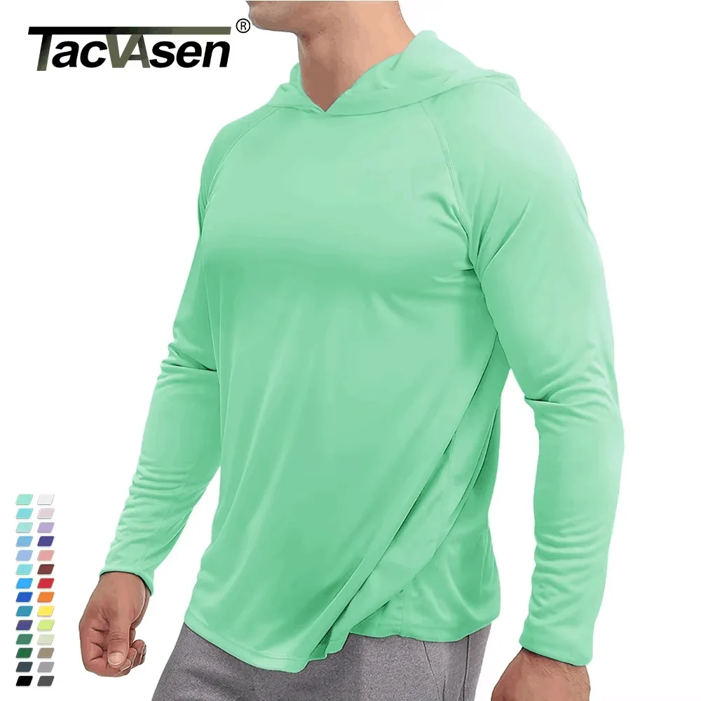 TACVASEN Men’s UPF 50+ Sun Hoodie – Long Sleeve Quick-Dry Outdoor Shirt for Hiking, Running, Sports