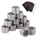 LMETJMA Magnetic Spice Jars Set With Spice Labels and Chalkboard Pen Stainless Steel Seasoning Pepper Spice Storage Jars Tins