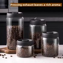 Multi Capacity Black Lid Coffee Pot Manual Vacuum Moisture-proof Storage Pot Kitchen Glass Teapot Coffee Bean Storage Sealed Jar