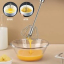 Semi-Automatic Egg Beater – Stainless Steel Self-Turning Hand Whisk for Mixing & Creaming