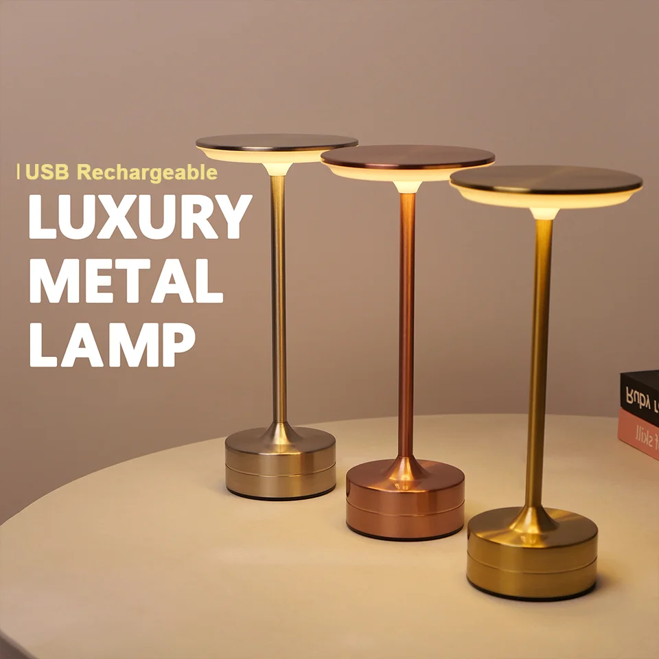 LED Touch Table Lamp – USB Rechargeable Portable Night Light for Bedroom, Restaurant & Bar