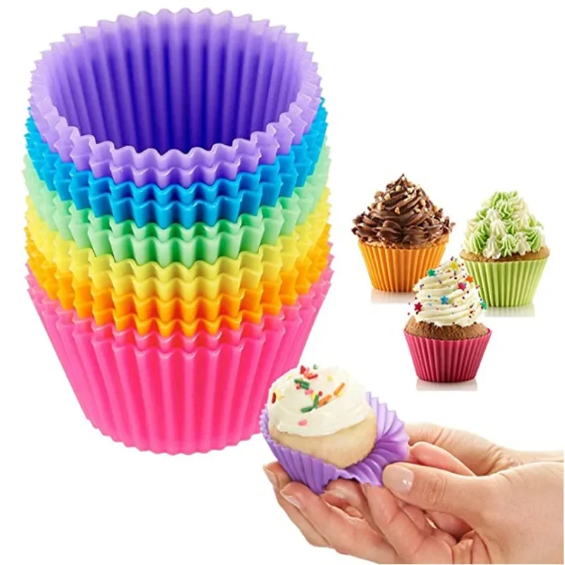 12-Pack Silicone Cupcake Baking Molds – Reusable Muffin & Cake Making Tools