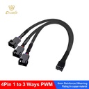 Cylarix 4-in-1 PWM Fan Splitter Cable – 27cm Black Sleeved Braided Extension for PC Case Fans, 4-Pin to 4-Way Power Adapter 
