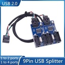 9-Pin USB Splitter Cable – Motherboard USB Header 1 to 2 & 1 to 4 Extension Adapter