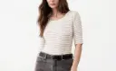 Banana Republic Factory Women’s Ribbed Elbow-Sleeve T-Shirt 