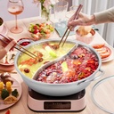 304 Stainless Steel Divider Hot Pot with Glass Lid, Double Flavor Cooking Pot