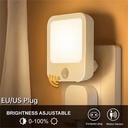 Motion Sensor LED Night Light – EU Plug, Dimmable Wireless Lamp for Bedroom, Baby Room, Cabinet & Hallway