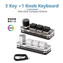 Mini 3-Key RGB Macro Mechanical Keyboard – Custom Programmable Keypad with Knob for Gaming & Photoshop